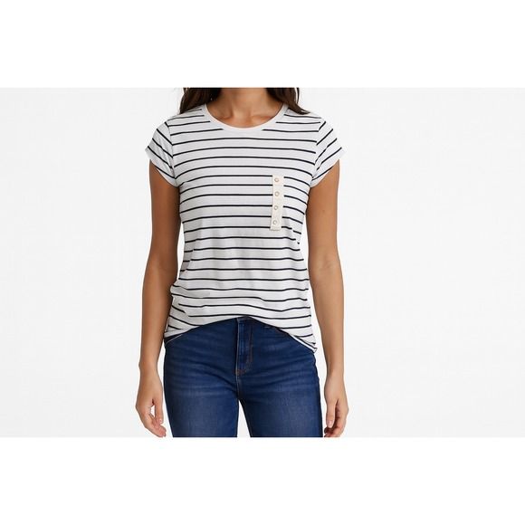 Universal Thread Striped T-Shirt Short Sleeve Casual Top Basic Tee S - Picture 1 of 4